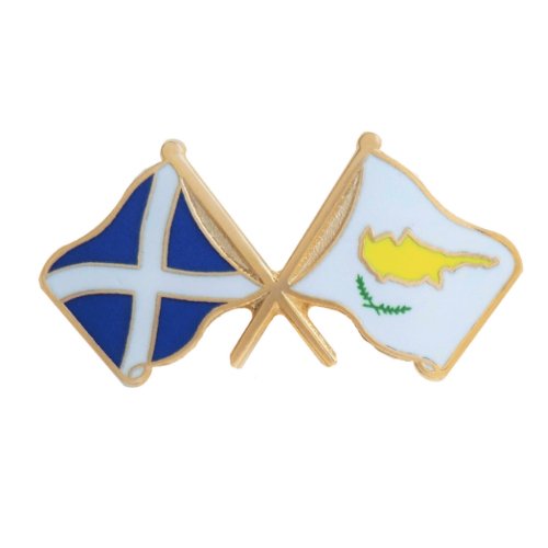 Image 1 of Saltire Cyprus Crossed Country Flags Friendship Enamel Lapel Pin Set x 3