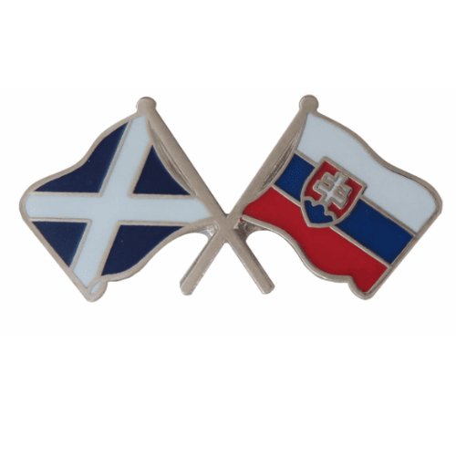 Image 1 of Saltire Slovakia Crossed Country Flags Friendship Enamel Lapel Pin Set x 3