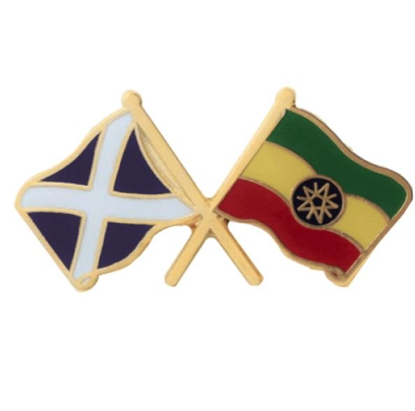 Image 1 of Saltire Ethiopia Crossed Country Flags Friendship Enamel Lapel Pin Set x 3