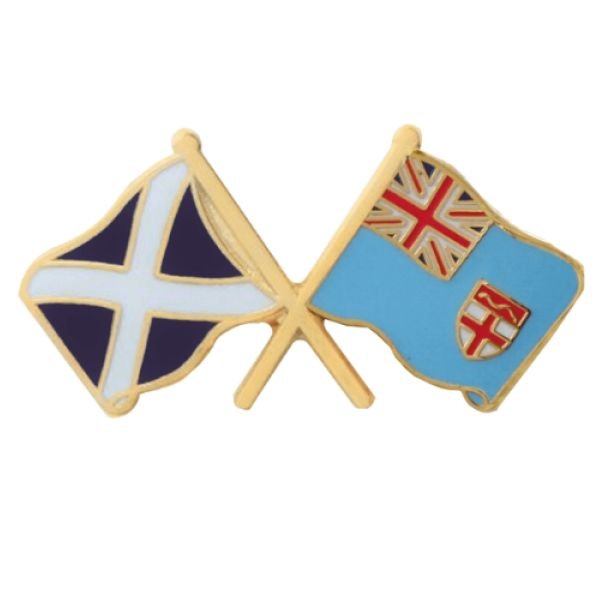 Image 1 of Saltire Fiji Crossed Country Flags Friendship Enamel Lapel Pin Set x 3