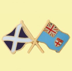 Saltire Fiji Crossed Country Flags Friendship Enamel Lapel Pin Set x 3