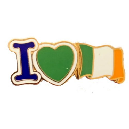 Image 1 of I Heart Ireland Flag Enamel Badge Lapel Pin Set x 3