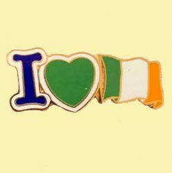 I Heart Ireland Flag Enamel Badge Lapel Pin Set x 3