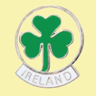 Image 0 of Ireland Green Shamrock Round Open Enamel Badge Lapel Pin Set x 3