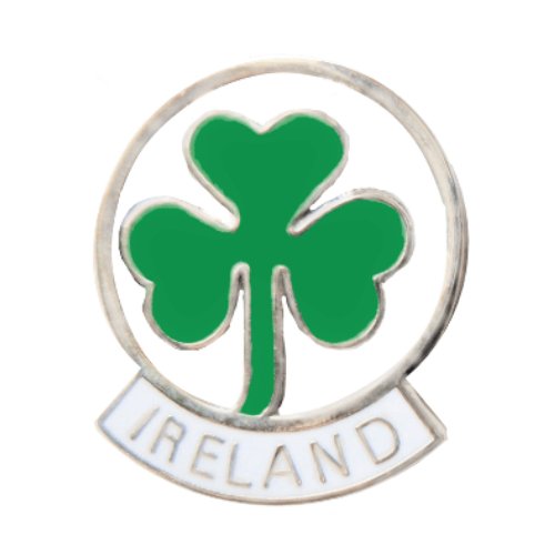 Image 1 of Ireland Green Shamrock Round Open Enamel Badge Lapel Pin Set x 3