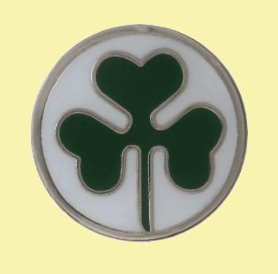 Image 0 of Ireland Green Shamrock Round White Background Enamel Badge Lapel Pin Set x 3