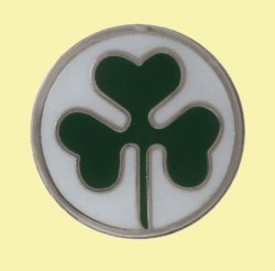 Ireland Green Shamrock Round White Background Enamel Badge Lapel Pin Set x 3