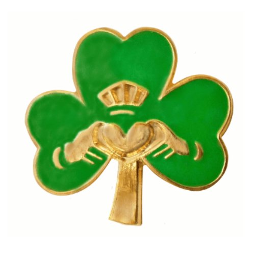 Image 1 of Claddagh Green Shamrock Leaf Enamel Badge Lapel Pin Set x 3