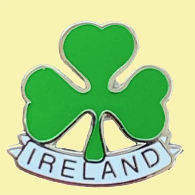 Image 0 of Ireland Green Shamrock Leaf Enamel Badge Lapel Pin Set x 3