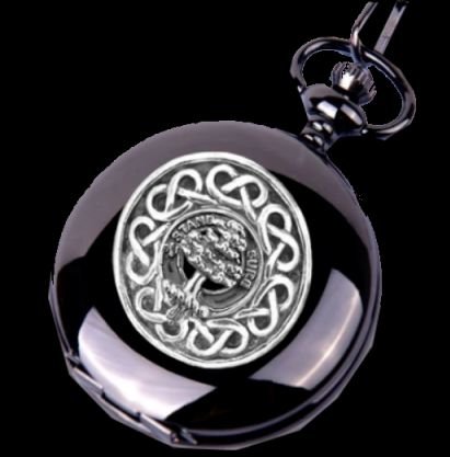 Image 0 of Anderson Clan Badge Silver Clan Crest Black Hunter Pocket Watch