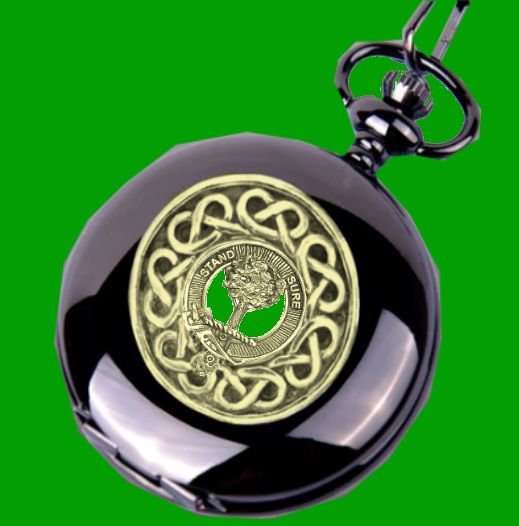 Image 0 of Anderson Clan Badge Gold Clan Crest Black Hunter Pocket Watch