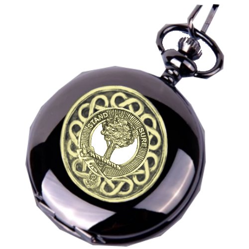 Image 1 of Anderson Clan Badge Gold Clan Crest Black Hunter Pocket Watch