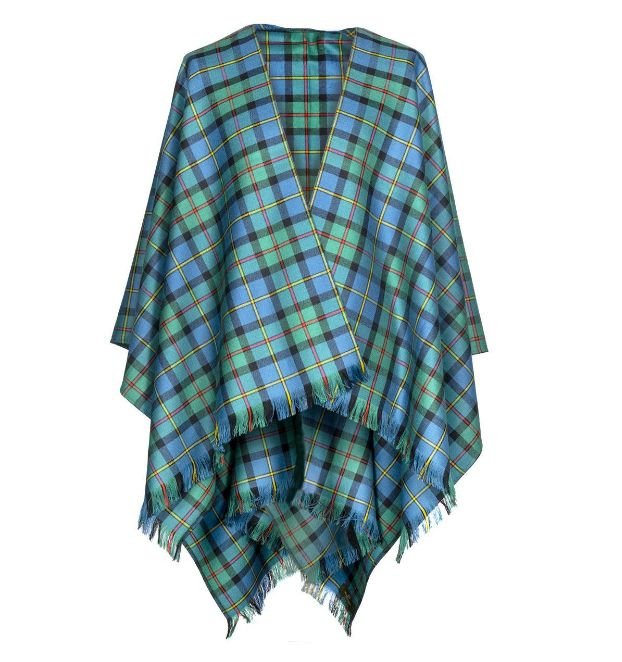 Image 3 of Stewart Blue Dress Tartan Lightweight Wool Cape Ladies Serape