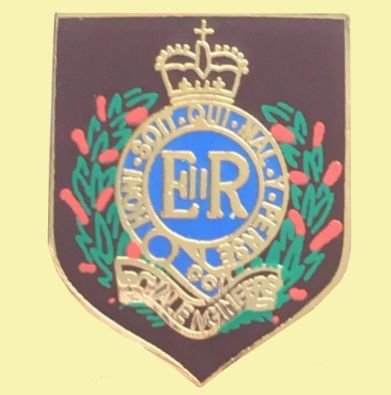 Image 0 of Royal Engineer Private British Military Shield Enamel Badge Lapel Pin Set x 3