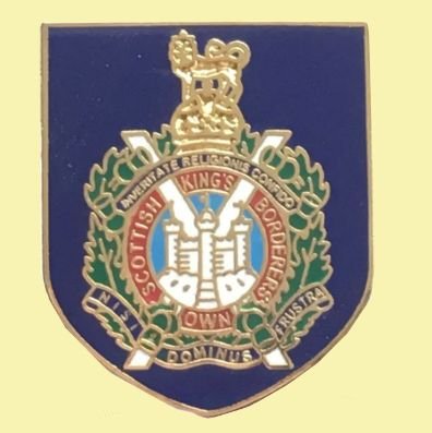 Image 0 of Kings Own Scottish Borderers Military Shield Enamel Badge Lapel Pin Set x 3