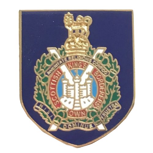 Image 1 of Kings Own Scottish Borderers Military Shield Enamel Badge Lapel Pin Set x 3