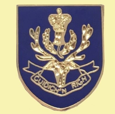Image 0 of Queens Own Highlanders British Military Shield Enamel Badge Lapel Pin Set x 3