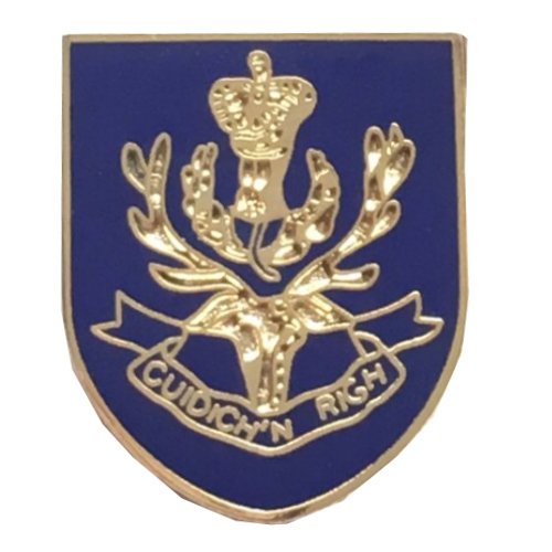 Image 1 of Queens Own Highlanders British Military Shield Enamel Badge Lapel Pin Set x 3