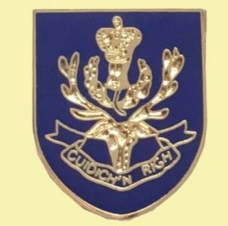 Queens Own Highlanders British Military Shield Enamel Badge Lapel Pin Set x 3