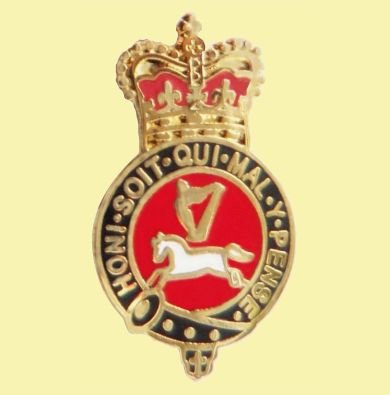 Image 0 of Queens Own Hussars British Military Enamel Badge Small Lapel Pin Set x 3