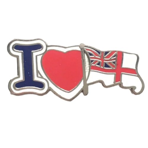 Image 1 of I Heart White Ensign Flag Enamel Badge Lapel Pin Set x 3
