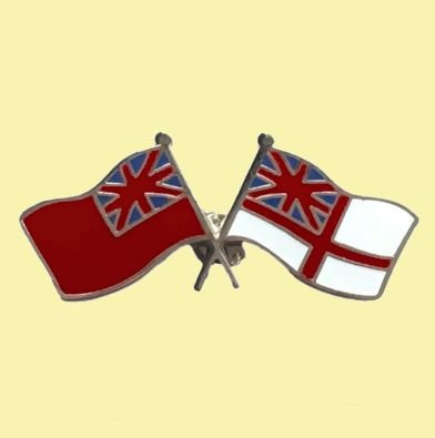 Image 0 of Red And White Ensign Crossed Military Flags Friendship Enamel Lapel Pin Set x 3