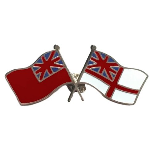 Image 1 of Red And White Ensign Crossed Military Flags Friendship Enamel Lapel Pin Set x 3