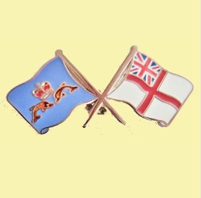 Image 0 of Dolphin White Ensign Crossed Military Flags Friendship Enamel Lapel Pin Set of 3
