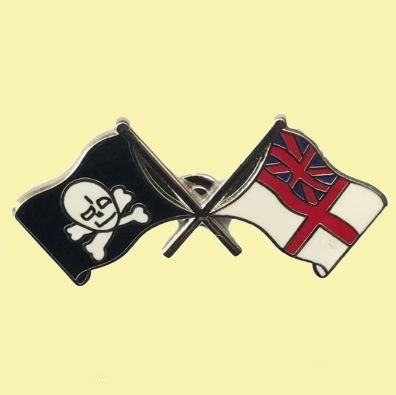 Image 0 of Jolly Roger White Ensign Flags Friendship Enamel Lapel Pin Set x 3