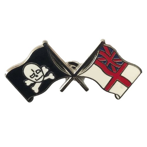 Image 1 of Jolly Roger White Ensign Flags Friendship Enamel Lapel Pin Set x 3