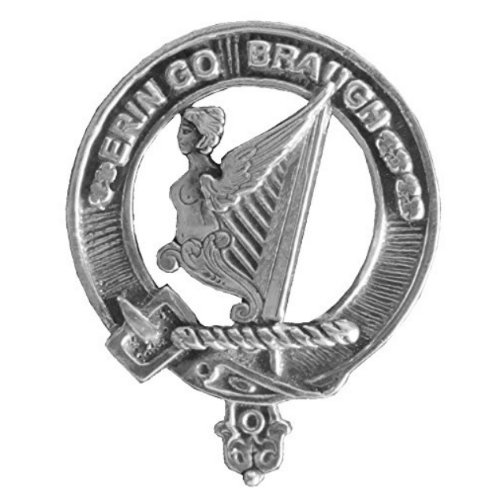Image 1 of Irish Harp Cap Crest Sterling Silver Irish Harp Badge