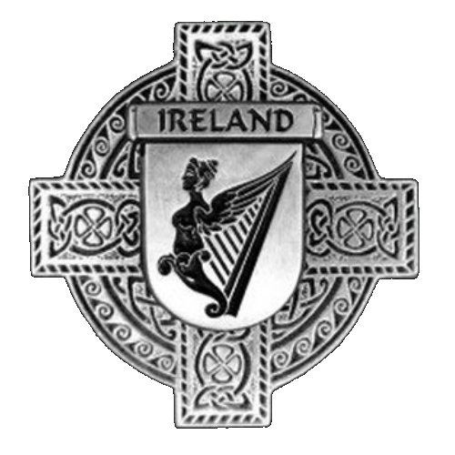 Image 1 of Ireland Coat Of Arms Celtic Cross Stylish Pewter Crest Badge