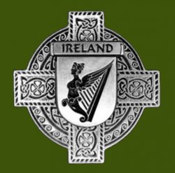 Ireland Coat Of Arms Celtic Cross Stylish Pewter Crest Badge