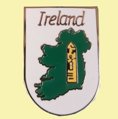 Image 0 of Ireland Map Scrabo Tower Shield Enamel Badge Lapel Pin Set x 3