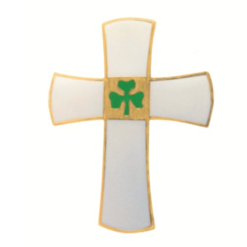 Image 1 of Irish White Cross Green Shamrock Enamel Badge Lapel Pin Set x 3