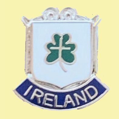 Image 0 of Ireland Ornate Framed Shamrock Enamel Badge Small Lapel Pin Set x 3