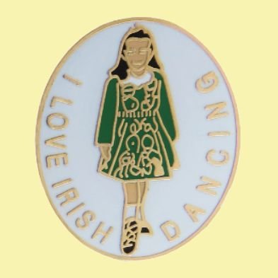 Image 0 of I Love Irish Dancing Oval Enamel Badge Lapel Pin Set x 3