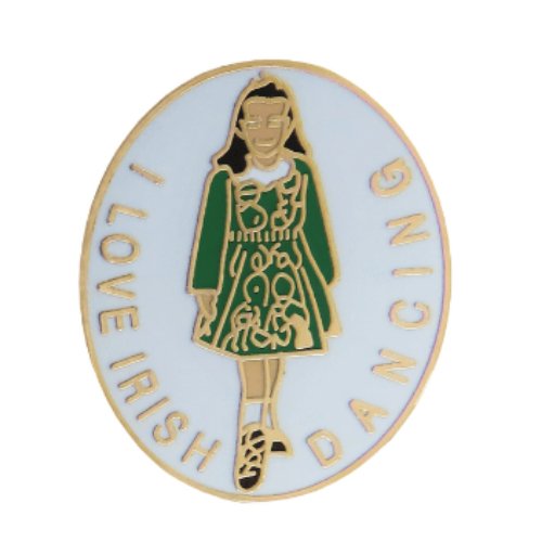 Image 1 of I Love Irish Dancing Oval Enamel Badge Lapel Pin Set x 3