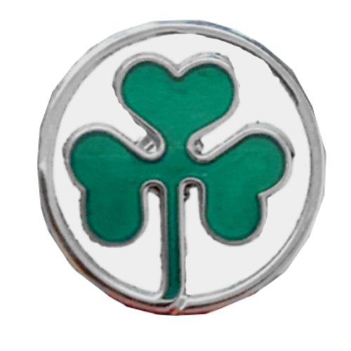 Image 1 of Green Shamrock Leaf Round Open Enamel Badge Lapel Pin Set x 3
