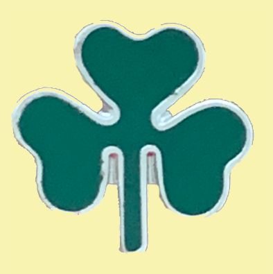 Image 0 of Green Shamrock Single Leaf Enamel Badge Lapel Pin Set x 3