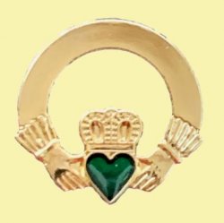 Claddagh Green Heart Enamel Badge Gilt Lapel Pin Set x 3