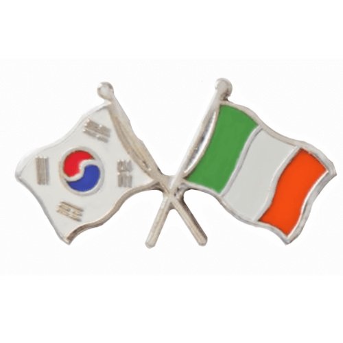 Image 1 of South Korea Ireland Crossed Country Flags Friendship Enamel Lapel Pin Set x 3
