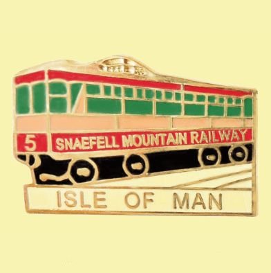 Image 0 of Isle Of Man Snafell Railway Electric Tram Badge Lapel Pin Set x 3