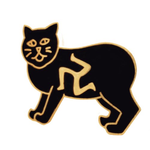 Image 1 of Black Manx Cat Isle Of Man Three Legs Symbol Badge Lapel Pin Set x 3
