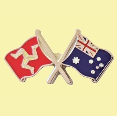 Image 0 of Isle Of Man Australia Crossed Country Flags Friendship Enamel Lapel Pin Set x 3