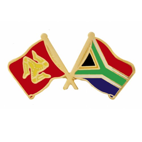 Image 1 of Isle Of Man South Africa Crossed Flags Friendship Enamel Lapel Pin Set x 3