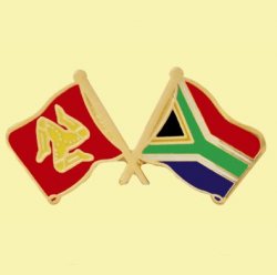 Isle Of Man South Africa Crossed Flags Friendship Enamel Lapel Pin Set x 3