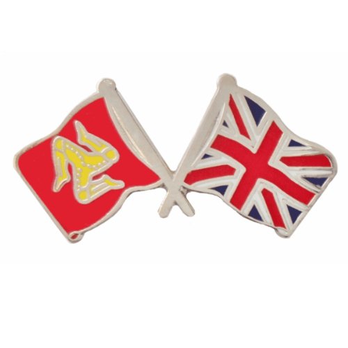Image 1 of Isle Of Man Union Jack Crossed Country Flags Friendship Enamel Lapel Pin Set x 3