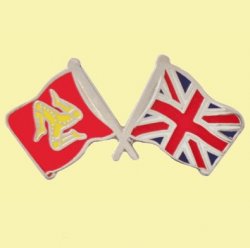Isle Of Man Union Jack Crossed Country Flags Friendship Enamel Lapel Pin Set x 3