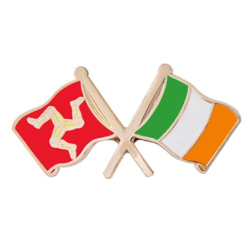 Image 1 of Isle Of Man Ireland Crossed Country Flags Friendship Enamel Lapel Pin Set x 3
